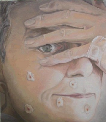 Chema Cobo. "El filo del ojo", 2004. Óleo / lienzo. 140 x 120 cm.
