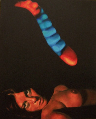 Rosa Correia. "Los gusanos no tienen sexo", 2005. Óleo / lienzo. 73 x 60 cm.