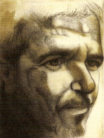 José Faría. Punta seca y aguatinta, 2006. Cobre (2). 230 x 170 mm. (Representa un retrato de Paco Aguilar).