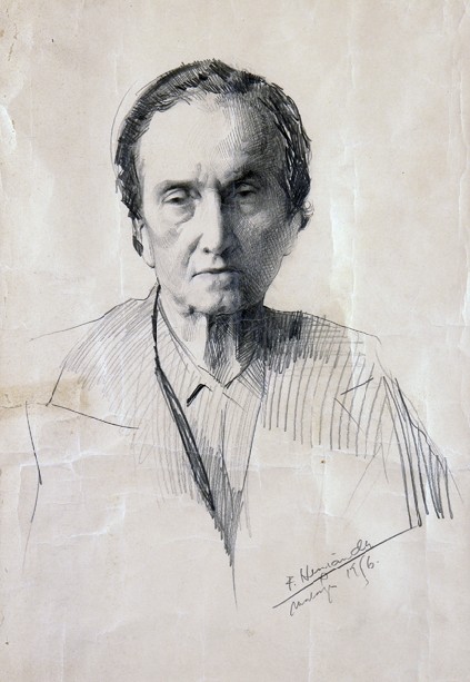 Francisco Hernández. "Retrato de Araceli Fernández-Calvo de la Torre". 1956. Lápiz sobre papel. 52 x 37'5 cm. Colección Castaños Castro. Málaga.