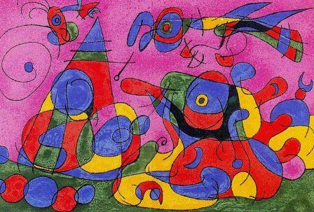 Joan Miró. "Le trésor et la Mère Ubu". De la serie UBU ROI. Litografía original. 1966. Editada por Tériade (París). Colección Serra de Palma de Mallorca.