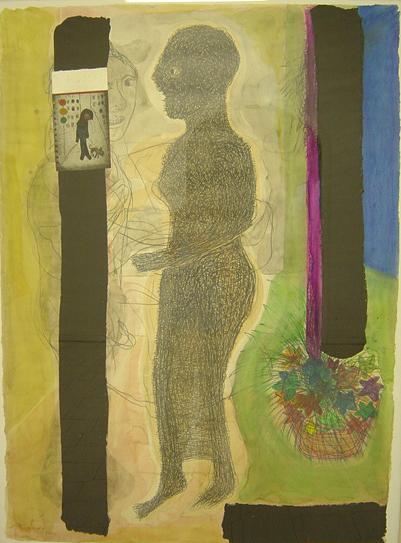 Francisco Peinado. " Paseo por el parque ", 2000. Acuarela y grafito sobre papel.