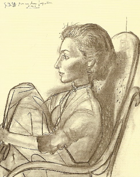 Pablo Picasso. "Jacqueline con las piernas replegadas". 5 de octubre de 1954. Óleo y carboncillo sobre lienzo. 92 x 73 cm. Colección particular. © VEGAP, 2006 - Succession Picasso, París.