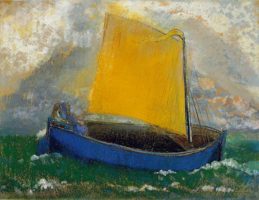 Odilon Redon. "La barca mística", s/f. Pastel sobre papel tela. 51 x 63,5 cm. Colección Ian Woodner, Nueva York.