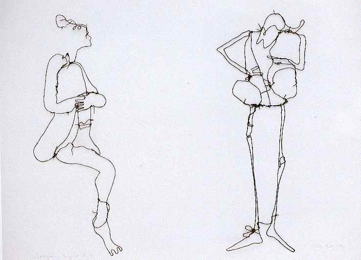 Stefan von Reiswitz. " La crítica de arte ", 1990. Dibujo de alambre. 30 x 45 cms.